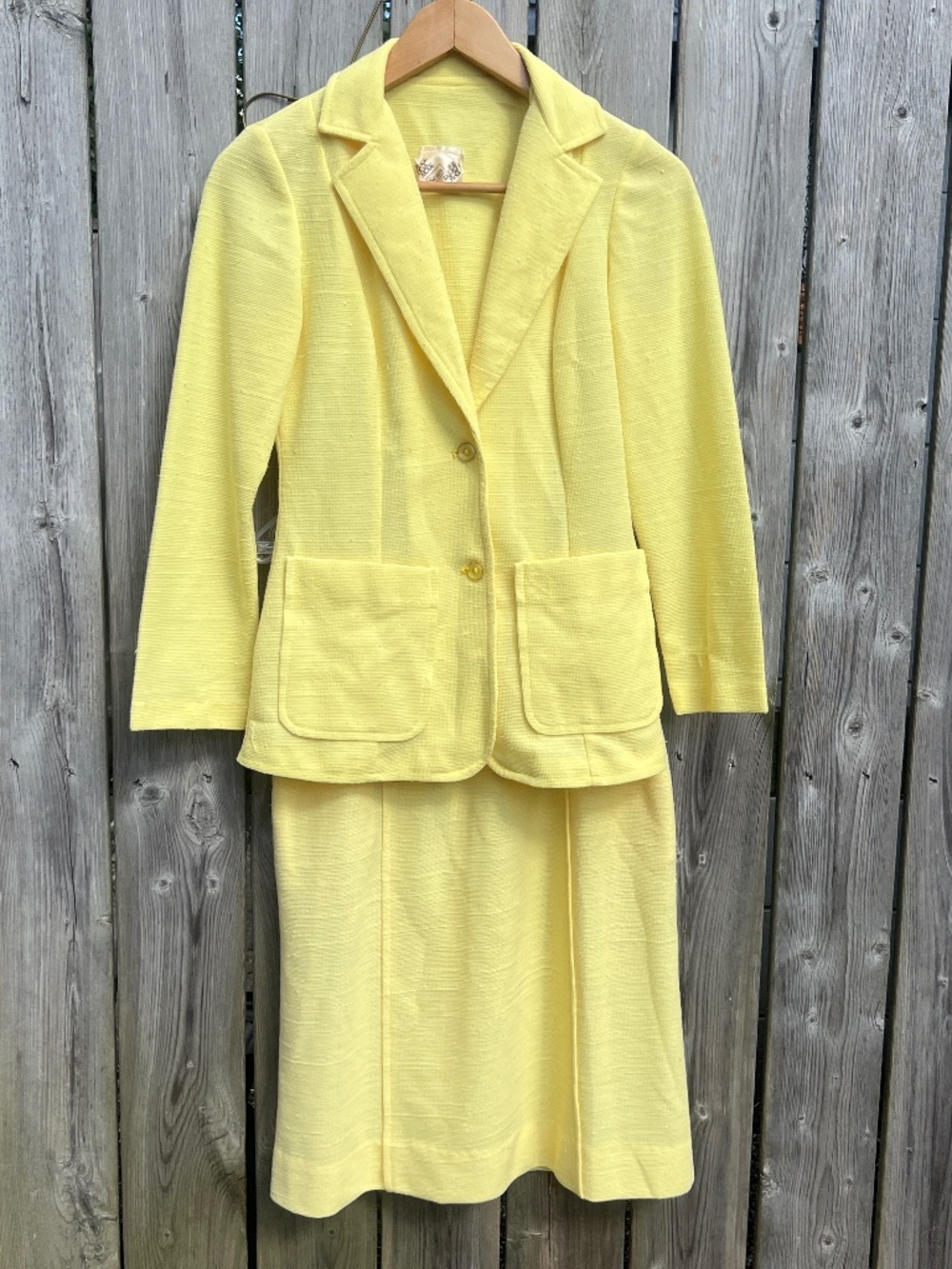 Vintage 70s Yellow Skirt and Blazer Suit Size Small XS Retro 80s Jacket Set